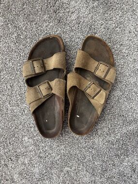 Birkenstock Brown Suede Arizona Two-Strap Sandals